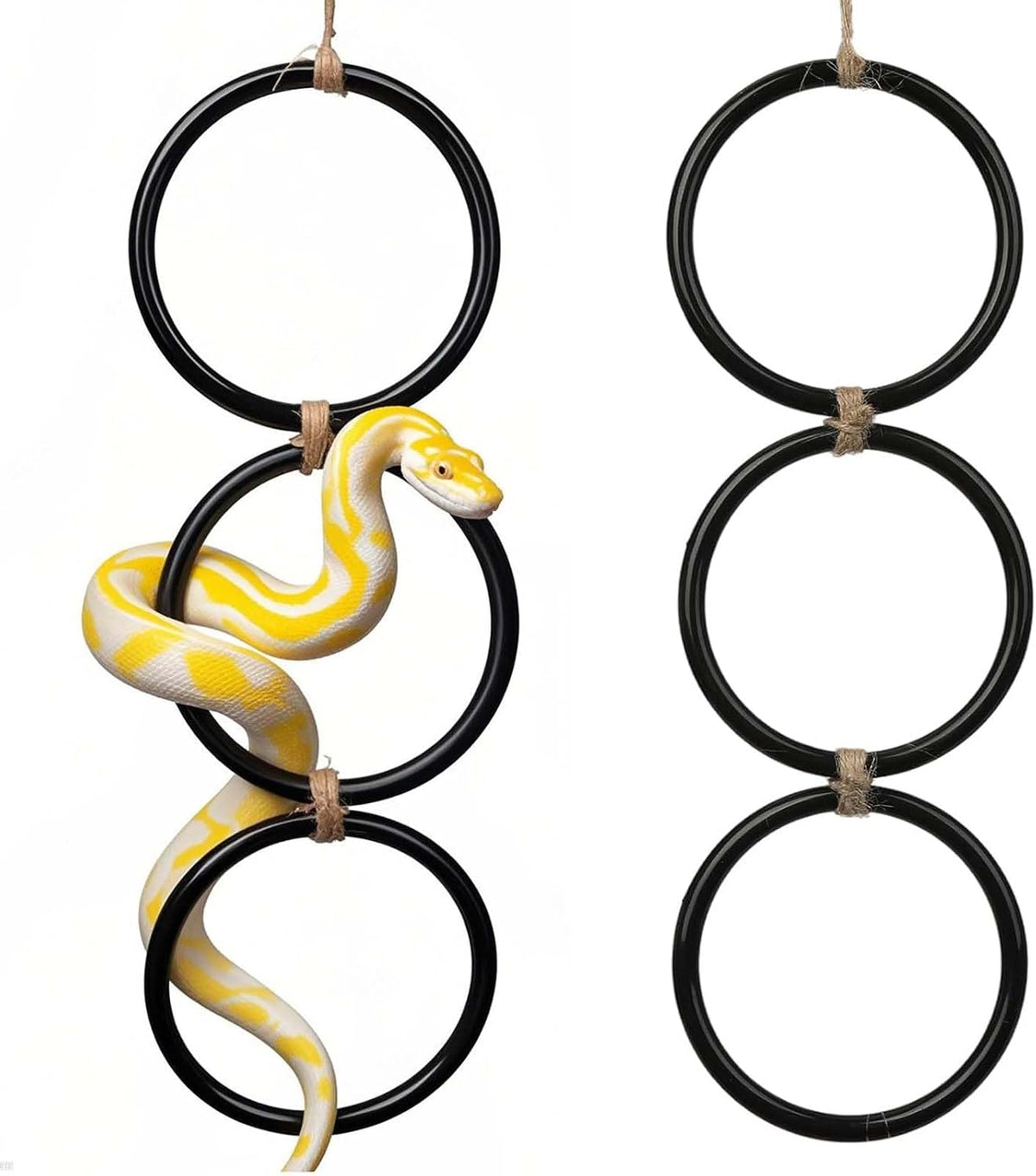 2 Pack Snake Climbing Rings for Ball Python & Corn Snake - Black