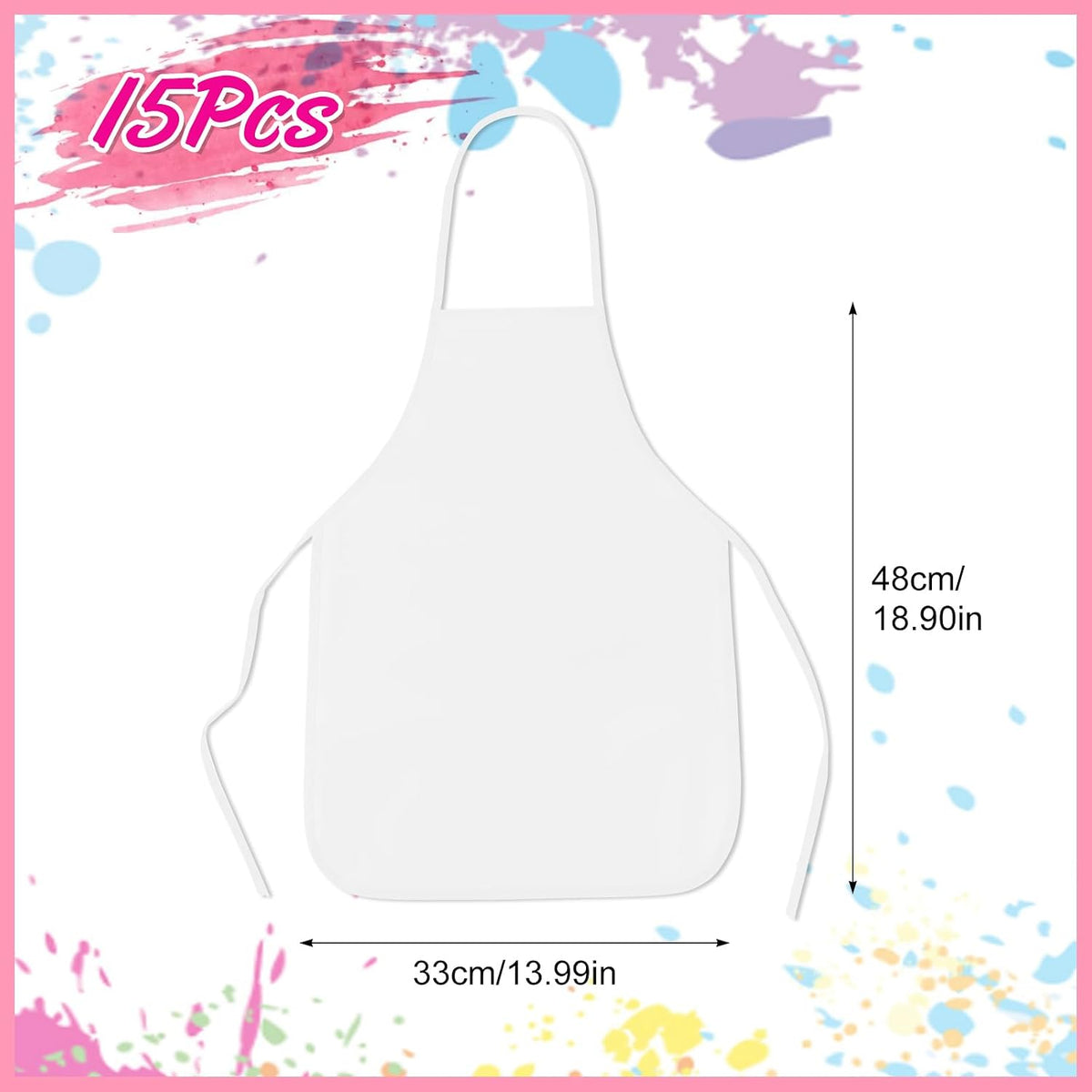 PLULON 8 Pcs Colorful Apron Kids Aprons for Painting Cooking Art Smock – Fun for Kids & Family - White / 30 - image 2