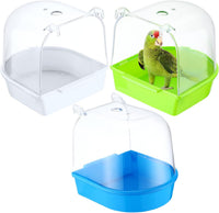 Honeydak 3 Pcs Bird Bath for Cage Parakeet Bath Hanging Box - Classic Colors