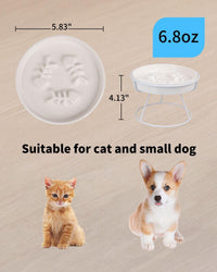 Ceramic Elevated Slow Feeder Cat Bowl, Anti Vomit - White - image 2