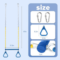 LadyRosian trapeze swing bar with plastic gym rings and two 47 inch hanging chains - view 13