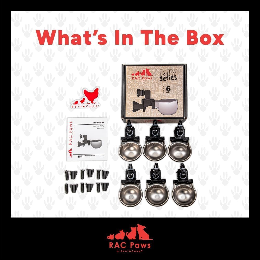 RAC Paws DIY auto-fill waterer kit with six metal drinking cups for small animals