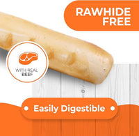 Canine Naturals Beef Chew - Rawhide Free Dog Treats - Made with Real Beef - Poultry Free Recipe - All-Natural and Easily Digestible - 5 Pack of 7 Inch Large Rolls for Dogs 50-75lb