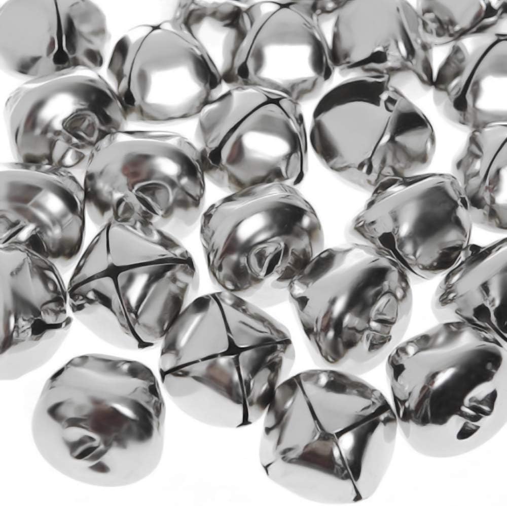 Jtshy 24 pack silver 1-inch jingle bells with metal hooks for crafts and wreaths
