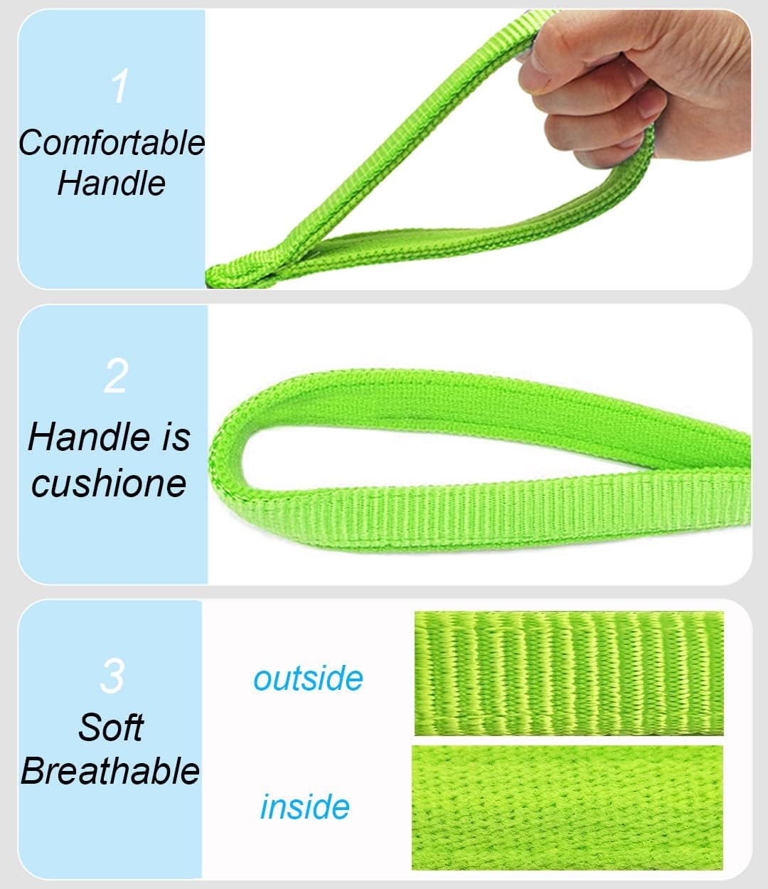 Reflective Dog Leash 2/3/4/6/10ft Braided 1/2" Strong Nylon Rope – Essentials for Dogs - 3ft * 1/2" / Green - image 4