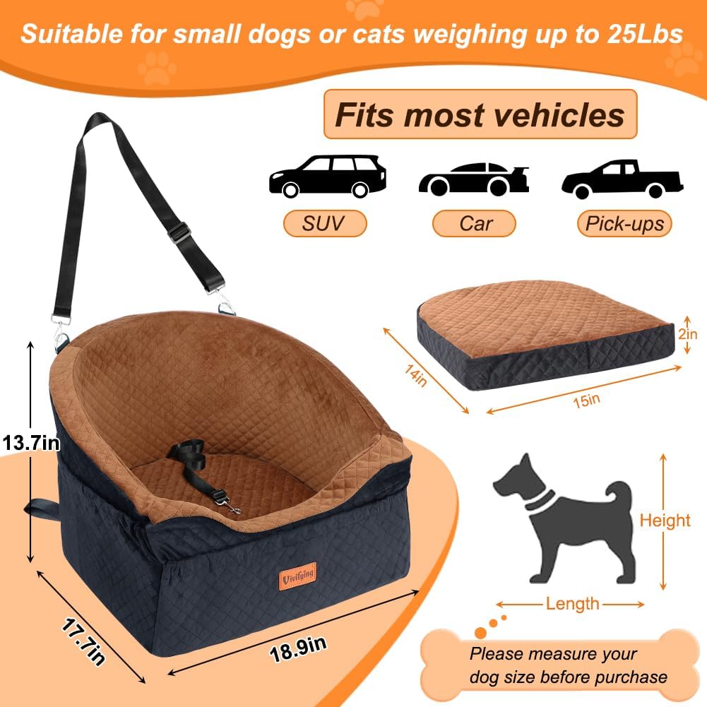 Vivifying Dog Car Seat for Small Dogs - Brown&Black - image 2