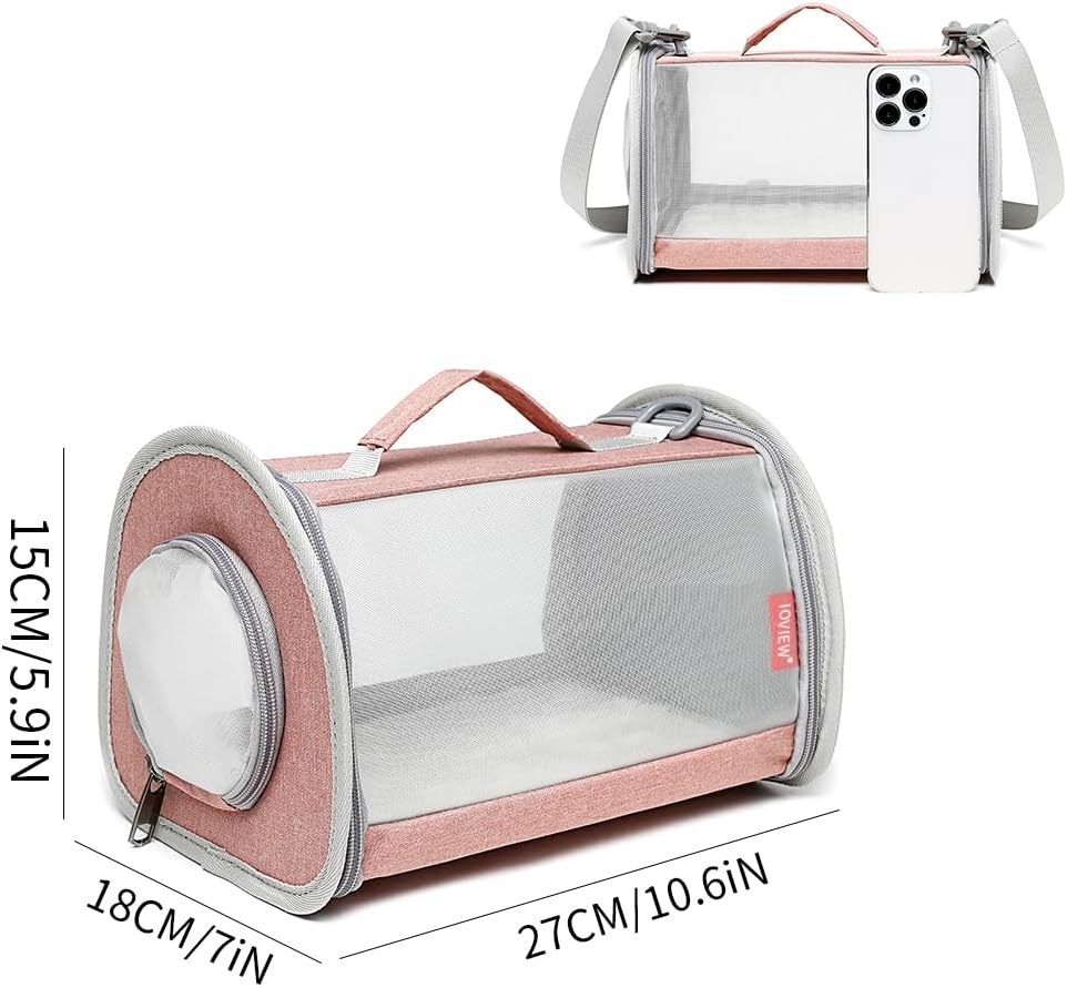Guinea Pig Carrier Travel Small Animal Carrier Bag Lizard Bird Rabbit - 10.6"L x 7.0"W x 5.9"H / pink - image 2
