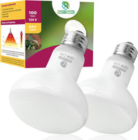 Reptile Heat Lamp Bulbs, Simulate Natural Sunlight Heat Light Bulb, 2 Pack 100W Amphibian Terrarium - Basking Bulb / 2*100