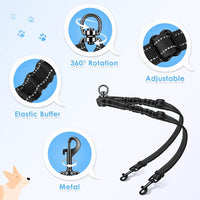 Double dog leash coupler with 360 degree swivel and reflective stitching - view 4