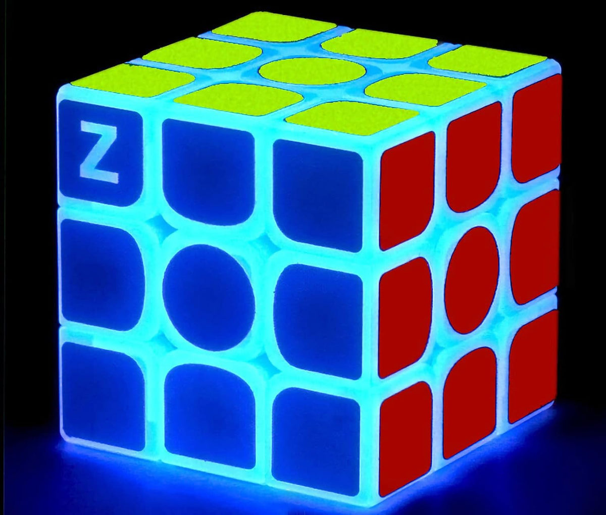AMAZA blue glow in the dark 3x3 speed cube with frosted surface - view 2