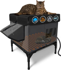 Heated Cat House for Outside Insulated in Winter - Dark Gray / 15.0"L x 15.0"W x 19.0"H