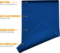 Hubulk Dog Feeding Mat,100% Waterproof Food Grade Silicone Pet Food and Water Bowl - Navy / 19"l X 12"w - image 2