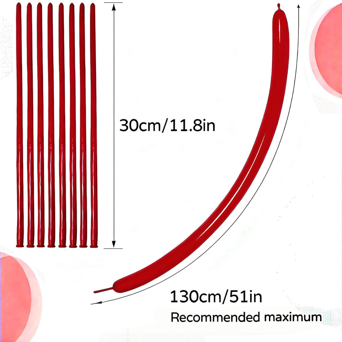 260 Clear Long Balloons for Animals - Garnet Red - image 3