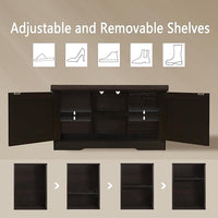 DINZI LVJ Shoe Bench, Entryway Storage Bench with Doors, Cushion, 2-Tier Shoe Rack with 6-Cubby, 31.5”L x 13.8”W Shoe Organizer Cabinet, Adjustable Shelf, Living Room, Bedroom, Espresso