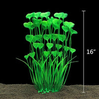 ALEGI Fish Tank Decorations Plastic Plants Large,Aquarium Artificial Plants Decoration Ornament Safe for All Fish-16 inch 2Pcs (Green 2 pcs)