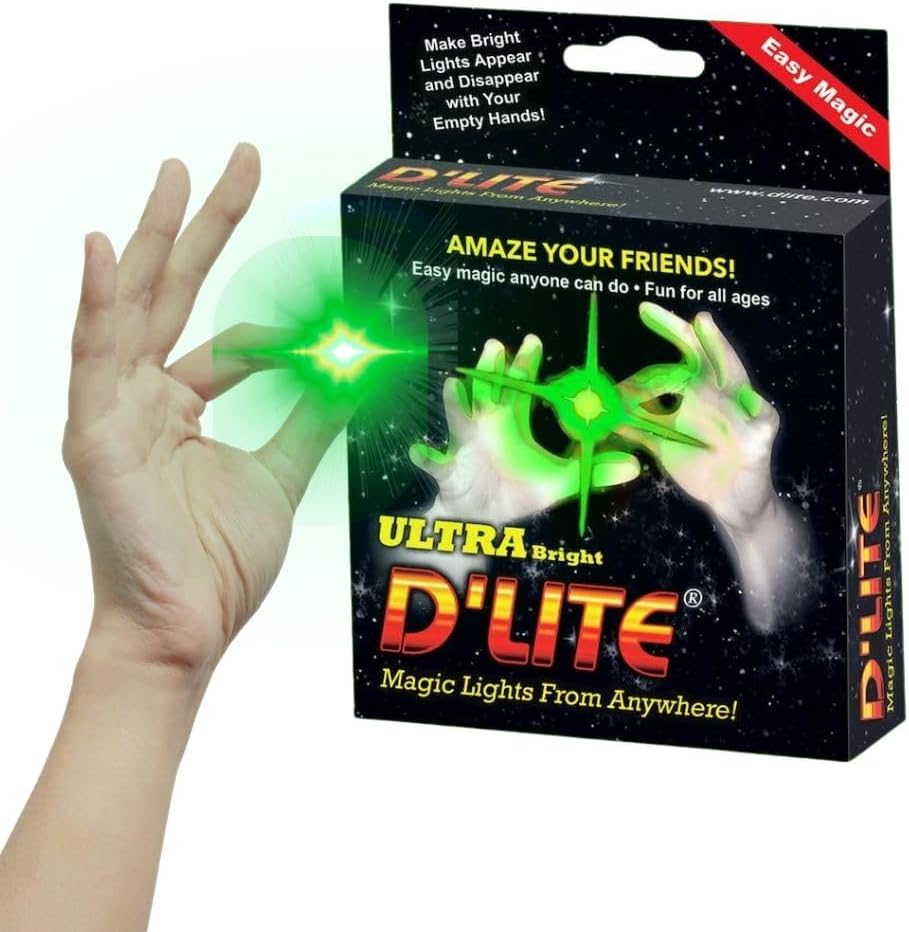 D'lite Magic Thumb Lightup Trick Set / 2 Original Amazing Ultra - Jumbo Green