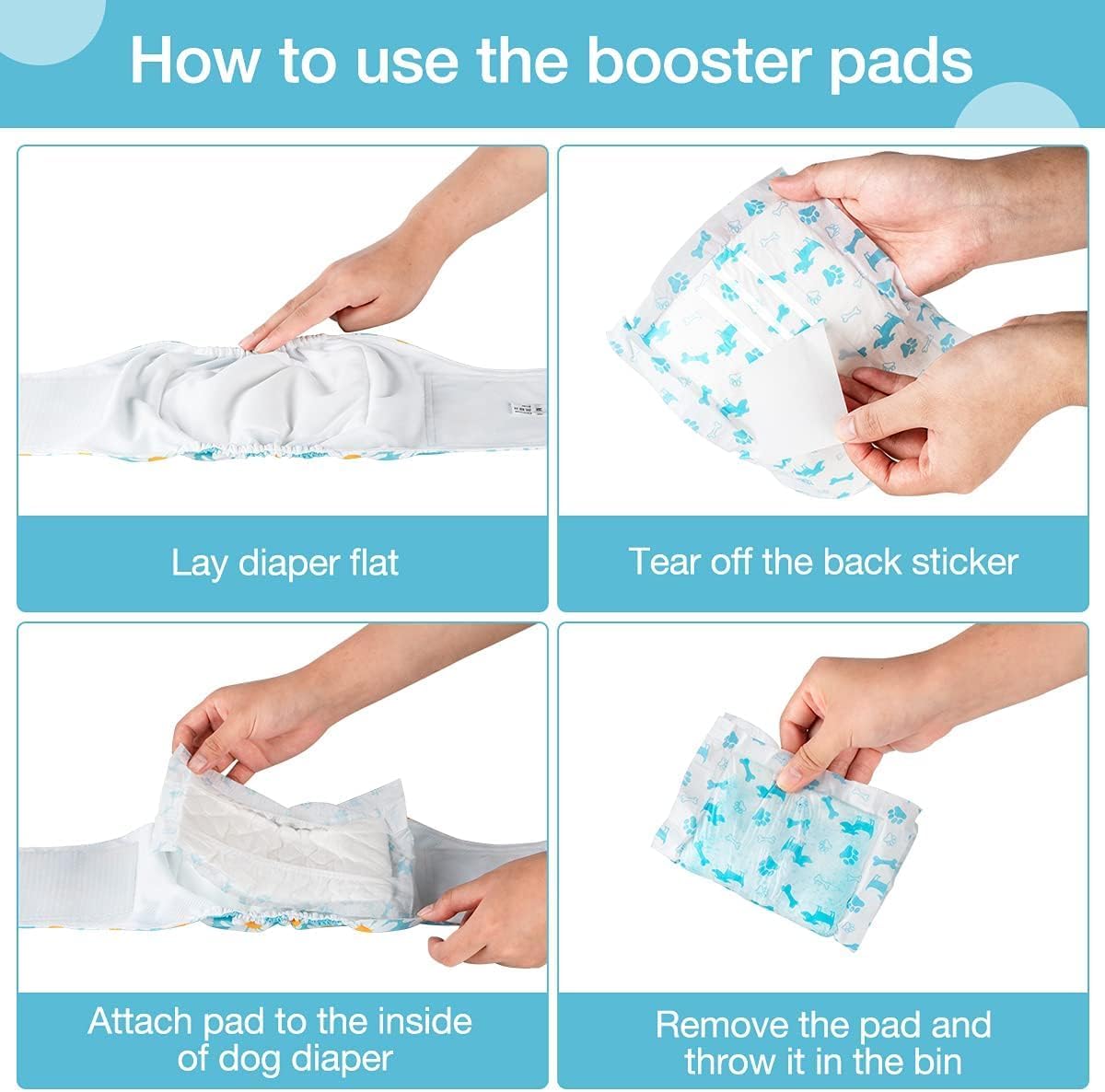 Disposable Dog Diaper Booster Pads XS - Bones / S - (100 Count) - image 4