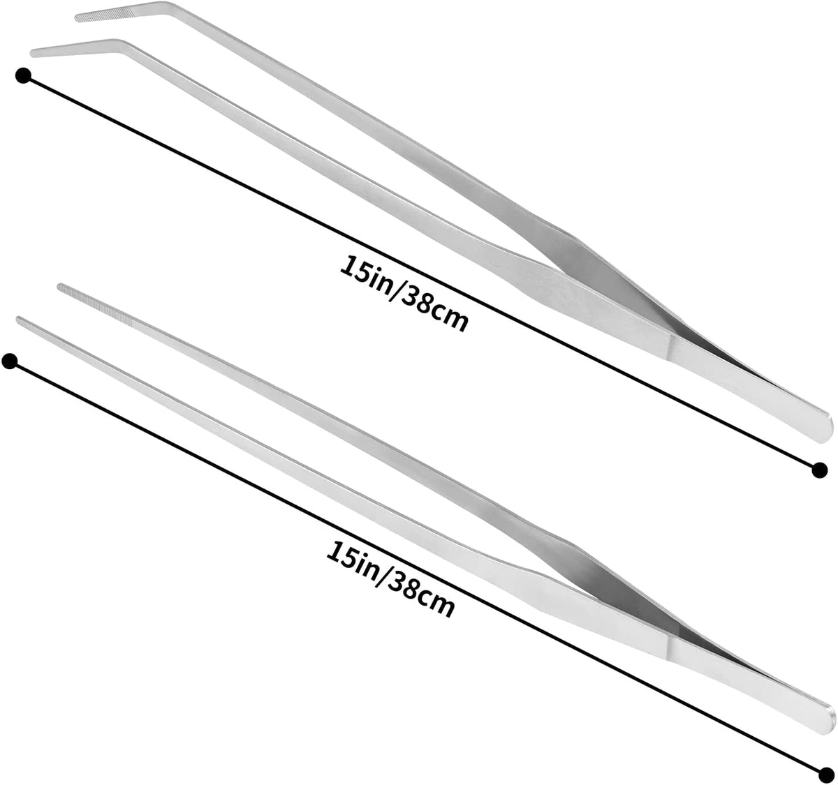 2PCS 15" Curved Stainless Steel Aquarium Reptile Feeding Tweezers – Essentials for Fish - image 3