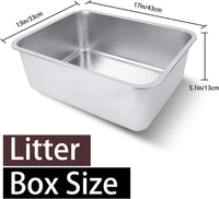 Stainless Steel Cat Litter Box 17"x13"x5.1" – Daily Care for Cats - 17"L x 13"W x 5.1"H - image 2