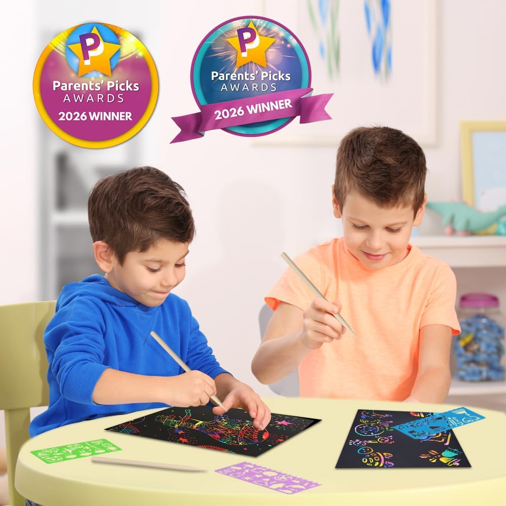 FUNNYB&G 100 Pcs Rainbow Scratch Paper Art for Kids Arts and Crafts - 5*7.2 inch / 100 - image 2