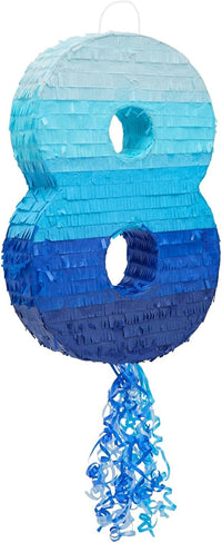BLUE PANDA Pull String Pinata Number 5, Ombre Blue - Number 8 - image 4