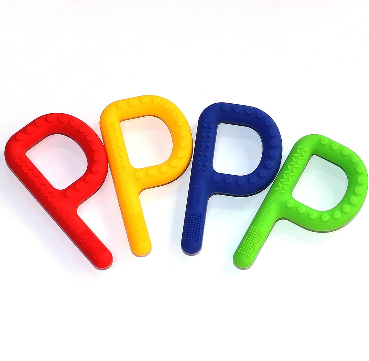 Teething Toys for Baby 3-6-12 Months 4 Pack P Shape - Red/Yellow/Green/Dark Blue - image 2