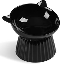 Ceramic Raised Cat Bowl，Tilted Raised Cat Bowl Anti Vomit Cat Bowls - Black
