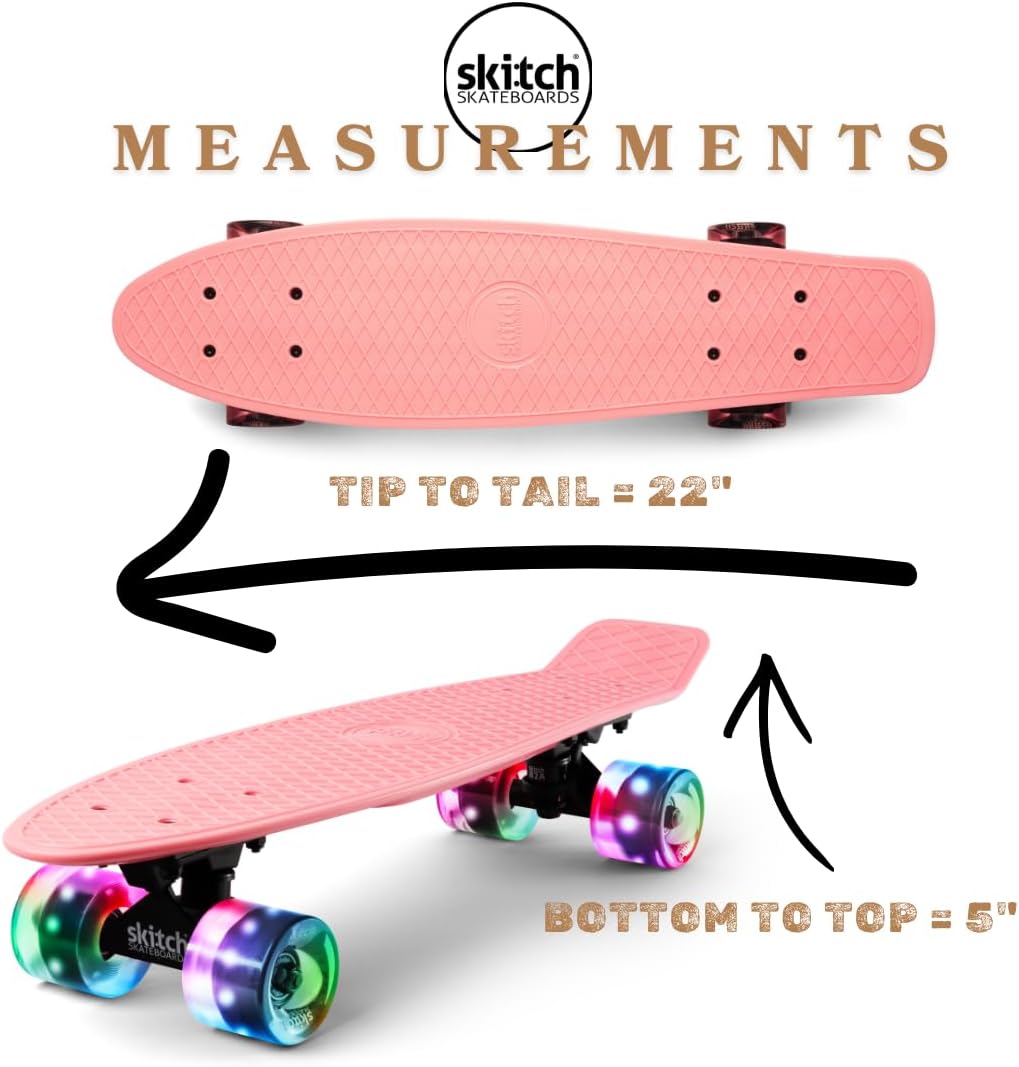 SKITCH Skateboards for Kids, Teens and Adults - [Bubblegum Pink] LED+ - image 4