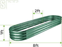 Land Guard 8×2×1ft Galvanized Raised Garden Bed Kit, 108 Gallon Capacity Raised Garden Boxes Outdoor, Oval Metal Raised Garden Beds for Vegetables, Forest Green (with 10 Connecting rods)