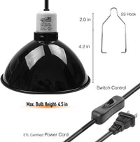 Reptile Light Fixture, 5.5'' Standard Dome for Reptile Basking Bulb Light/Heat Lamp/Ceramic Heat - 1-Pack / 8.5'' Standard Dome - image 2