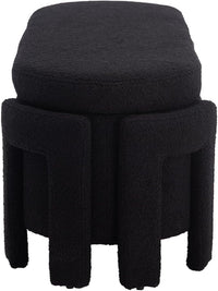 Kmax 50" Storage Ottoman Bench Modern Faux Fur Boucle Entryway Bench Comfy Upholstered End of Bed Bench for Hallway Entrance Bedroom Corner, Black