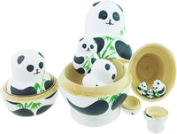 Unigift 10 piece handmade wooden panda with bamboo Russian nesting dolls matryoshka set - view 3