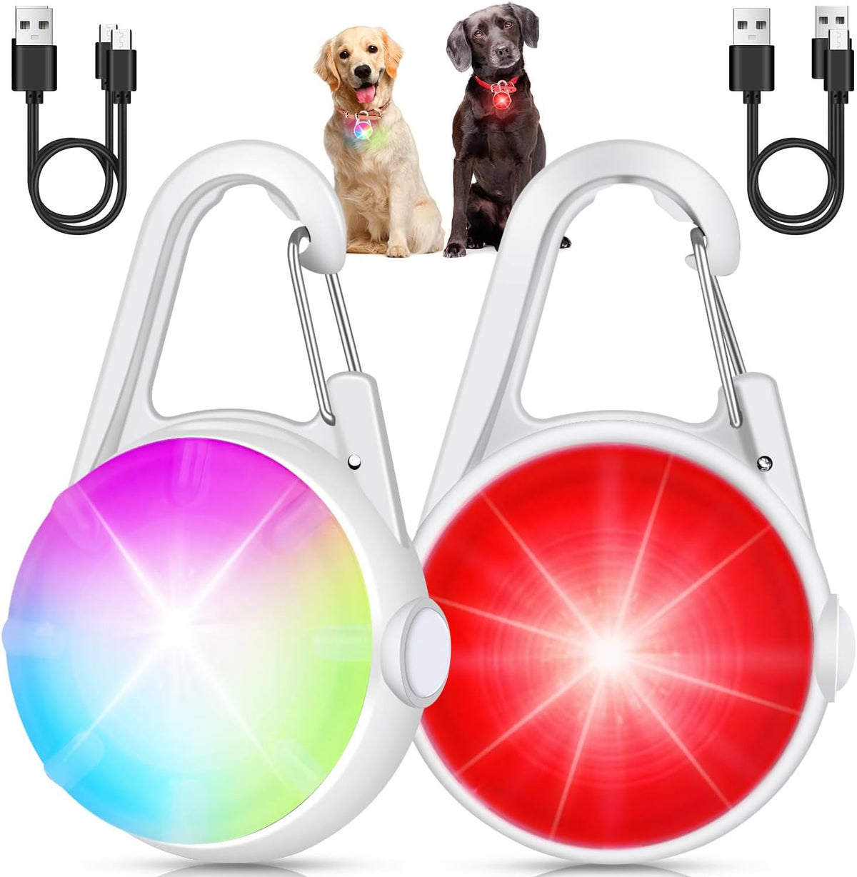 Dog Collar Light for Night Walking Clip On - White