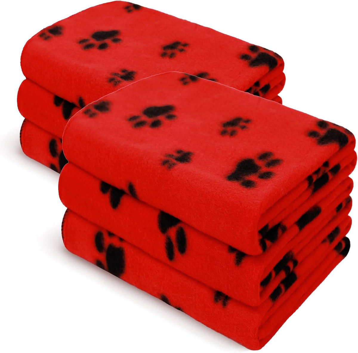 LINENLUX Fleece Dog Blankets 6-Pack - Red / 40x31 inch (Pack of 6)