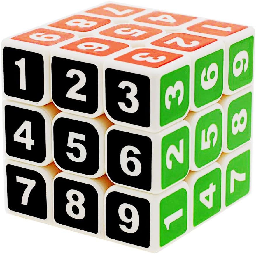 GoodCube stickerless 3x3 sudoku cube with white body and colored numbers