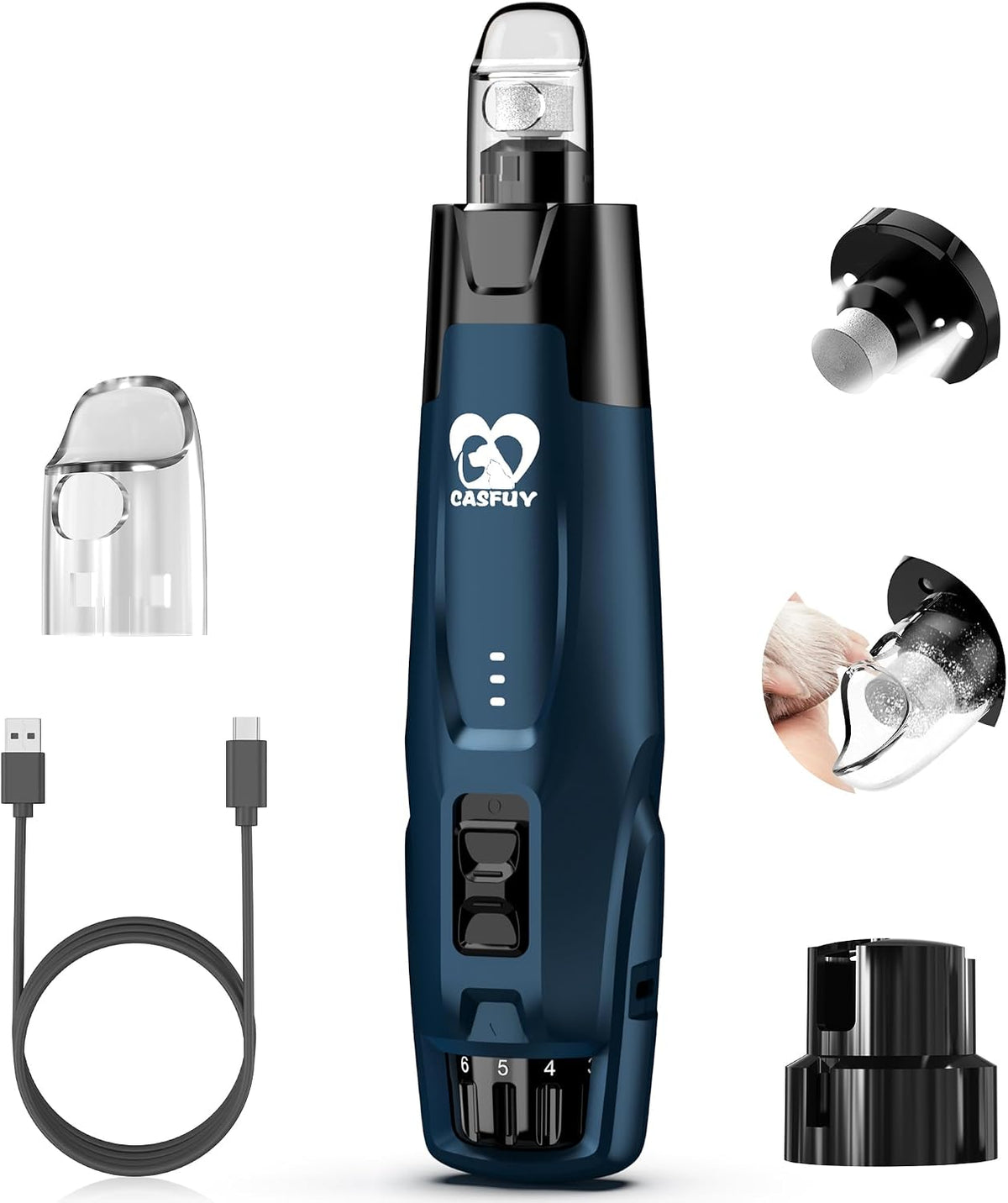 Casfuy New 6-Speed Dog Nail Grinder - Dark Blue