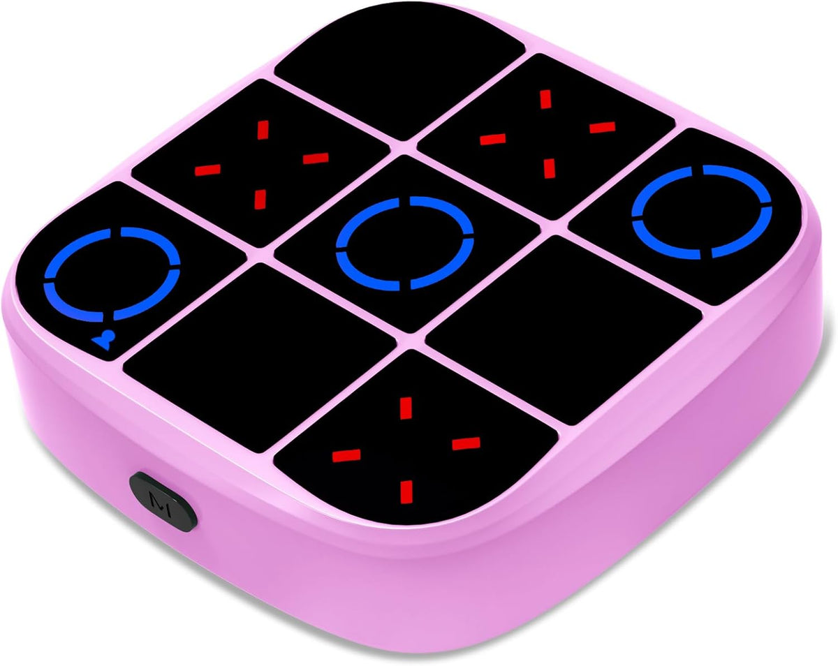 Tic-Tac-Toe Bolt Game, 4-in-1 Handheld Puzzle Games Console, Electronic Tic-Tac-Toe Game - Pink / M(Classic)