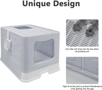 XL Foldable Cat Litter Box with Lid, Jumbo Enclosed Potty - Grey / X-Large - image 4