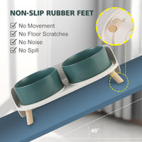 Elevated Ceramic Dog Bowl Set - Green / Medium - image 4