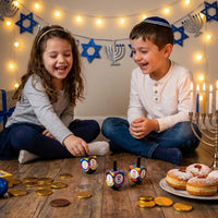 The Dreidel Company multi-colored hand painted wooden dreidels with Hebrew letters, 4-pack - view 8