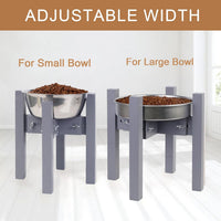 Adjustable Width Bamboo Elevated Dog Bowl Stand - Medium (10" High) / Black - image 8