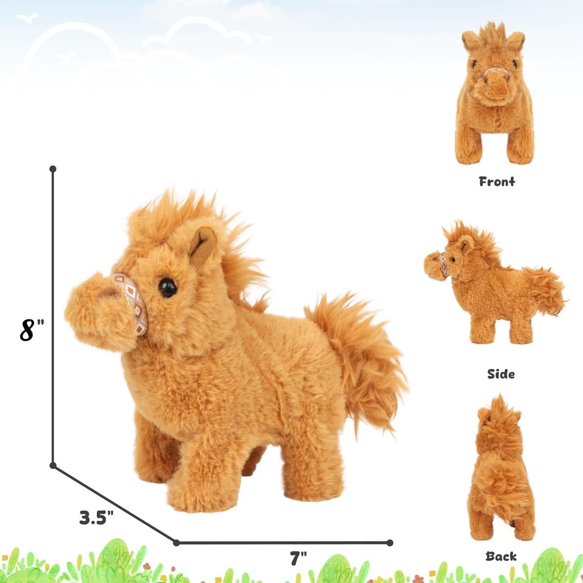 Easfan Walking Dog Toy for Kids Barking Interactive Puppy Stuffed - Horse_Brown - image 3