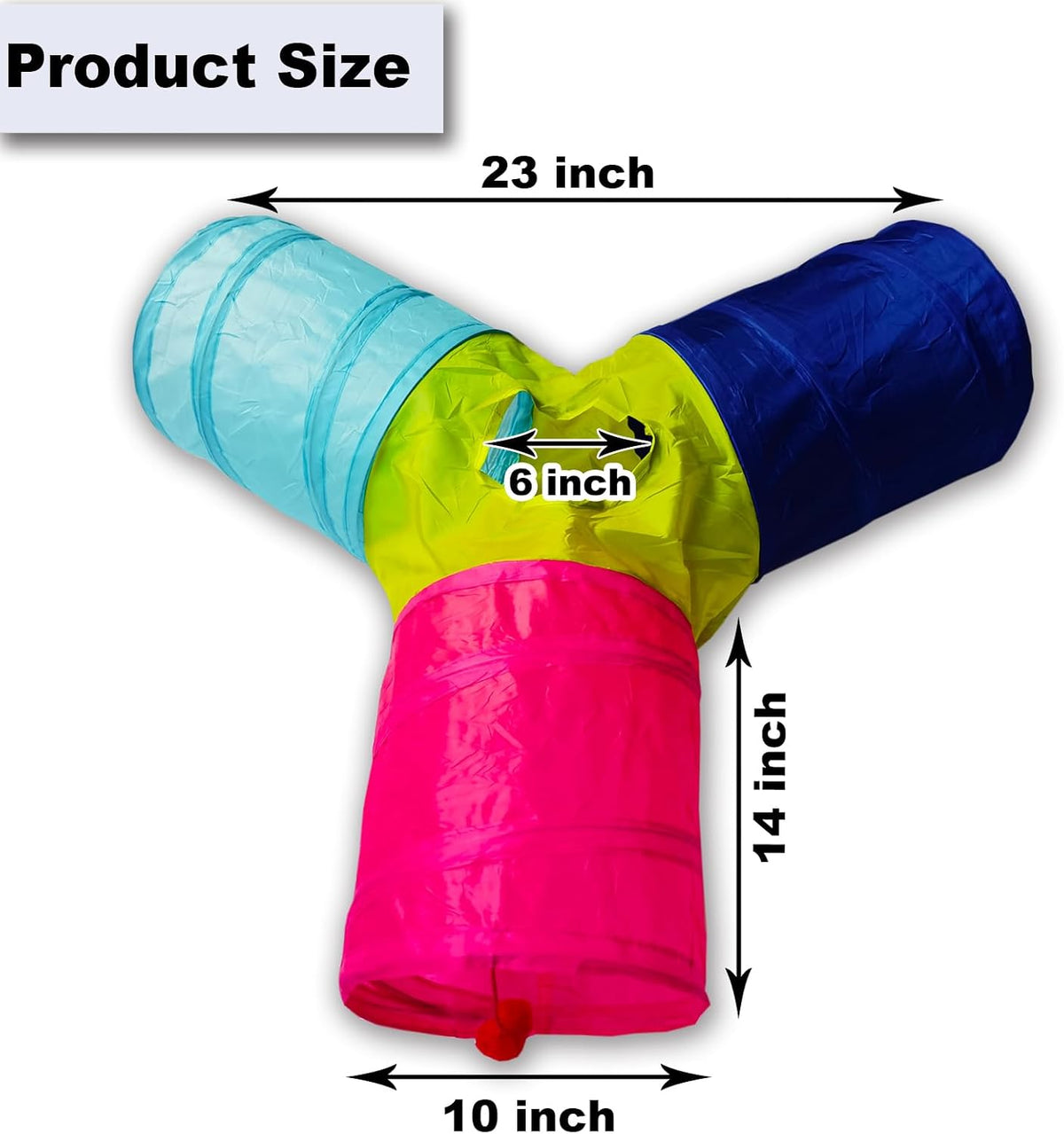 Cat Tunnel Tube Toys, 3 Ways Tunnels for Indoor Cats with Play Ball – Essentials for Cats - 3 Way Colorful - image 3