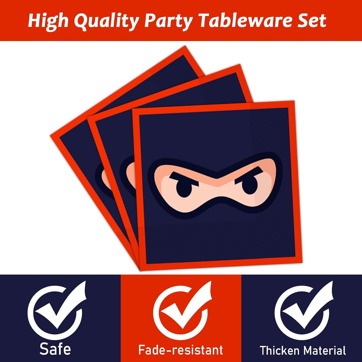 Tevxj navy blue and silver happy birthday tableware set with plates, napkins and forks for 24 - view 33