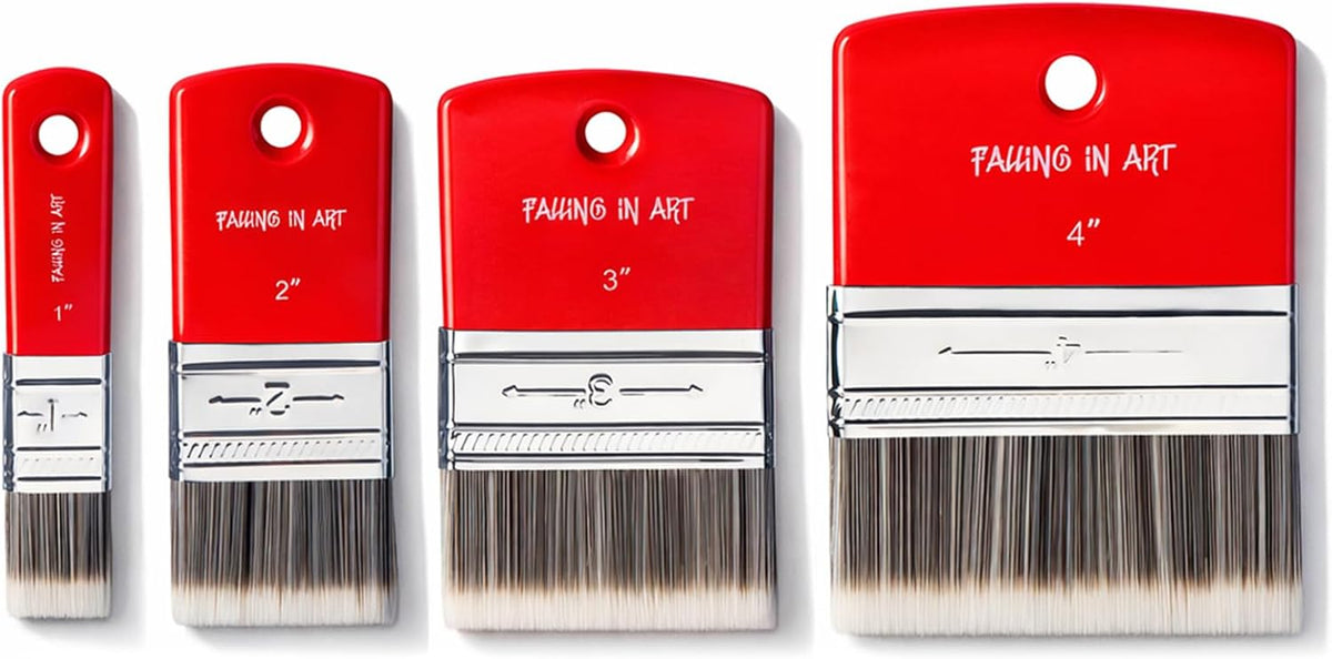 Falling in Art large 8 inch flat paddle paint brush with stainless steel ferrule - view 4