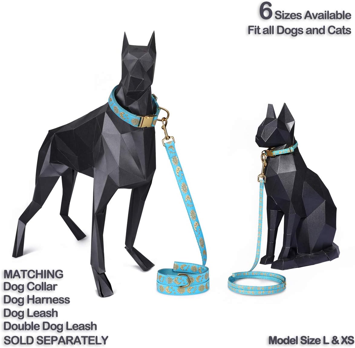 Cat Collar with Bell for Kittens & Cats, Moon & Stars Design – Essentials for Cats - Ocean Blue Collar / Small (Pack of 1) - image 3
