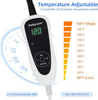 pettycare Pet Heating Pad for Dog Cat, Electric Heating with Steel-Wrapped Cord, 25-Level Timer & 11-Level Temperature Indoor Warming Pads Easy Clean for Puppy Cat Dog L 22x18inch