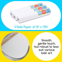 MEEDEN wooden paper roll dispenser and tabletop kids easel with a roll of white drawing paper - view 4