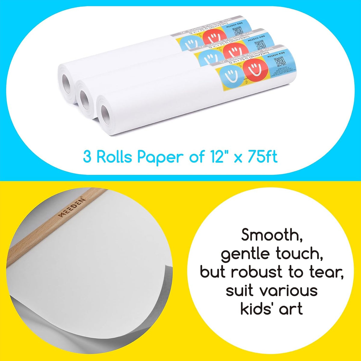 MEEDEN wooden paper roll dispenser and tabletop kids easel with a roll of white drawing paper - view 4