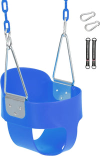 Domaker toddler swing seat with high back bucket and plastic coated chains in green